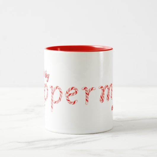 Powered by Peppermint Everything – Feestelijke vak Tweekleurige Koffiemok (Center)