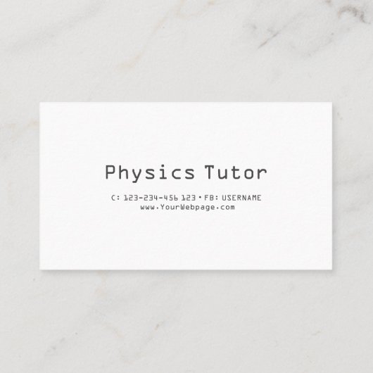 Powered by physics, private lessons visitekaartje (Achterkant)