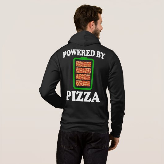 Powered by Pizza - Funny Pizza Hoodie (Achterkant volledig)