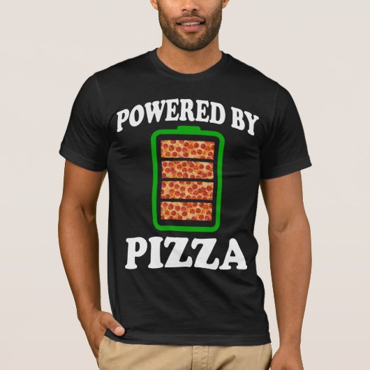 Powered by Pizza - Funny Pizza T-shirt (Voorkant)