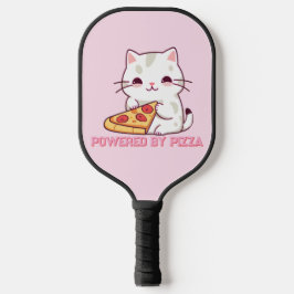 Powered by Pizza met een Schattigee kat Pickleball Paddle