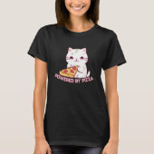 Powered by Pizza met een Schattigee kat T-shirt (Voorkant)