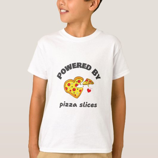 Powered by Pizza Slices-School Lunch Break T-shirt (Voorkant)