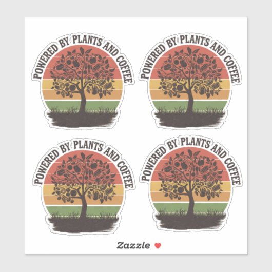 Powered by planten en Koffie Sticker (Vel)