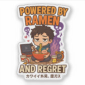 Powered by Ramen and Regret Sticker (Voorkant)