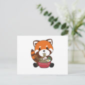 Powered By Ramen Cute Red Panda Eats Ramen Noodles Briefkaart (Staand voorkant)