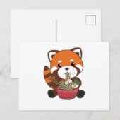 Powered By Ramen Cute Red Panda Eats Ramen Noodles Briefkaart (Voorkant / Achterkant)