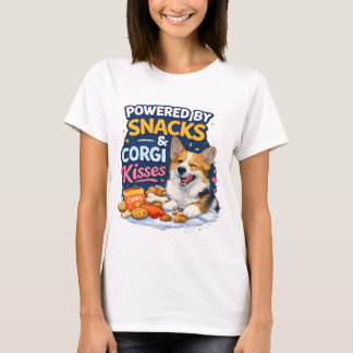 Powered by Snacks & Corgi Kisses – Funny Corgi  T-shirt
