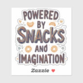 Powered by Snacks Imagination Funny Food Quote Typ Sticker (Vel)