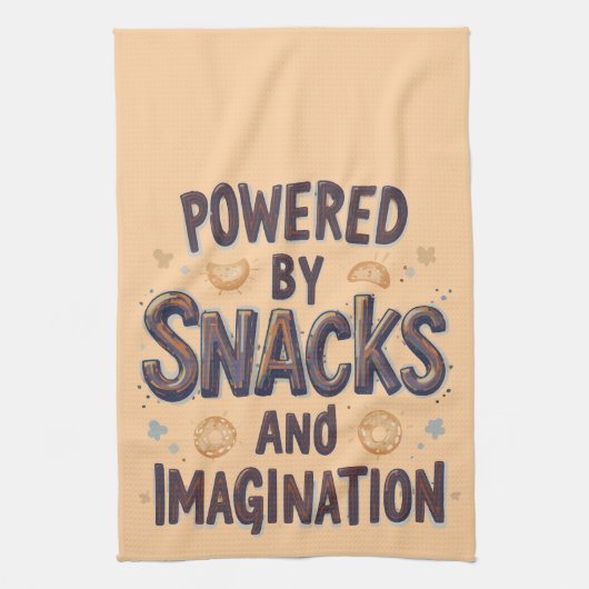 Powered by Snacks Imagination Funny Food Quote Typ Theedoek (Verticaal)