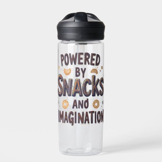 Powered by Snacks Imagination Funny Food Quote Typ Waterfles (Voorkant)