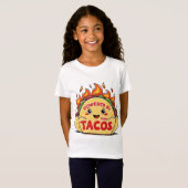 Powered by Spicy Tacos T-Shirt – Funny Foodie Grap (Voorkant volledig)