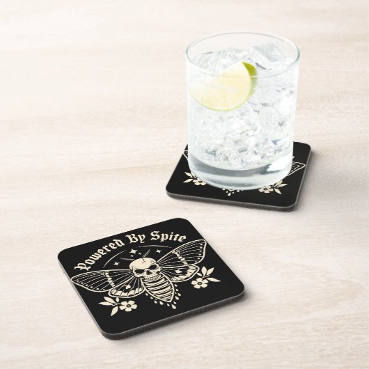 "Powered By Spite"  Drink Coaster Bier Onderzetter (Rechterzijde)