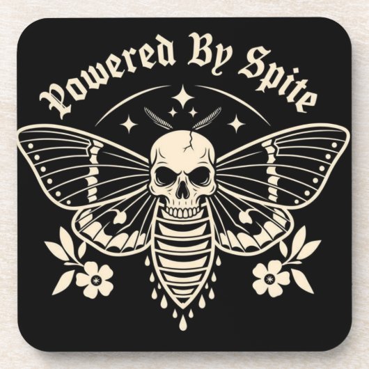 "Powered By Spite"  Drink Coaster Bier Onderzetter (Voorkant)