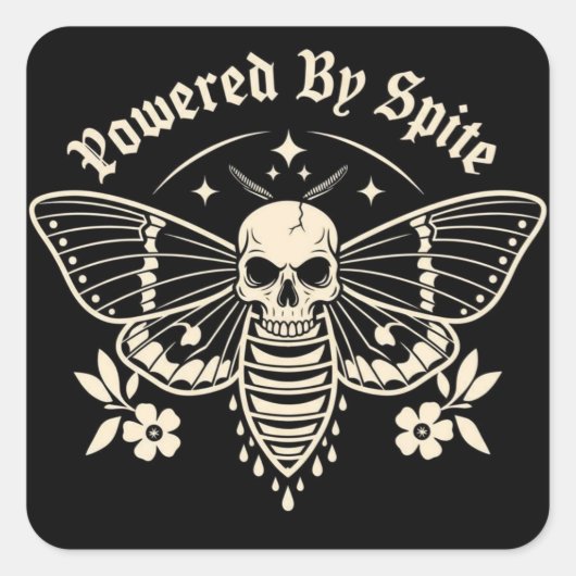 "Powered By Spite" Sticker (Voorkant)