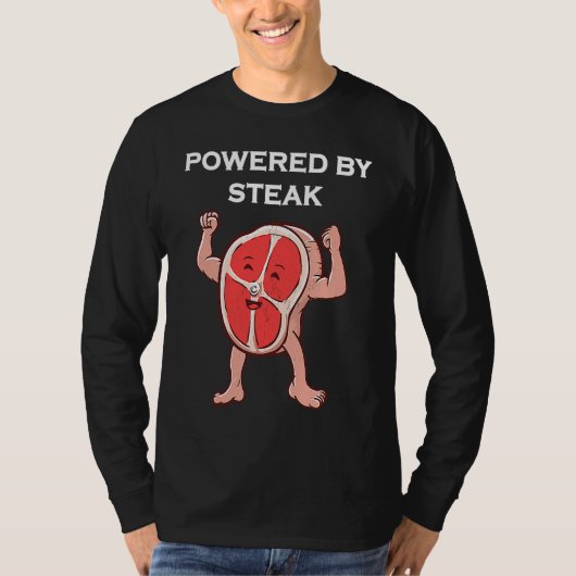 Powered By Steak  Gym Workout Fitness Keto T-shirt (Voorkant)