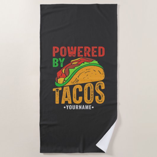 Powered By Tacos Mexican Food Lover Strandlaken (Voorkant)