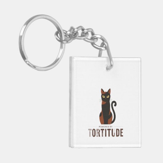 Powered by Tortitude Funny Cat Graphic Sleutelhanger (Voorkant Links)