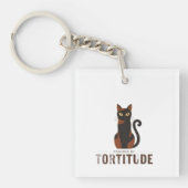 Powered by Tortitude Funny Cat Graphic Sleutelhanger (Voorkant)