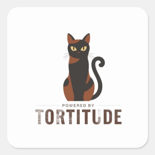 Powered by Tortitude Funny Cat Sticker (Voorkant)