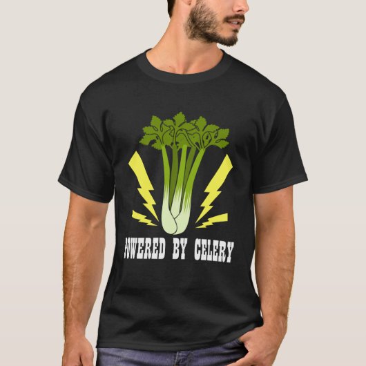 Powered by Vegetables Ironic Leek Celery Quote T-shirt (Voorkant)