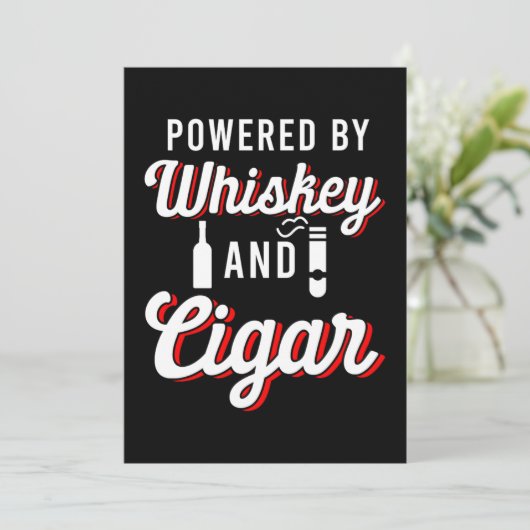 Powered by Whiskey Cigar Smoker Tobacco Humidor Gi Kaart (Staand voorkant)