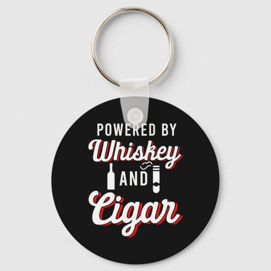 Powered by Whiskey Cigar Smoker Tobacco Humidor Gi Sleutelhanger (Voorkant)