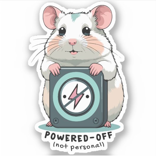 Powered Off Not Personal – Introvert Life funny Sticker (Voorkant)