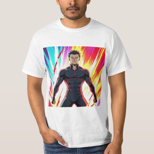 Powerful Anime Hero Transformation – Dynamic Energ T-shirt (Voorkant)
