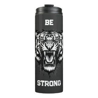 Powerful Black and White Artistic Roaring Tiger Thermosbeker
