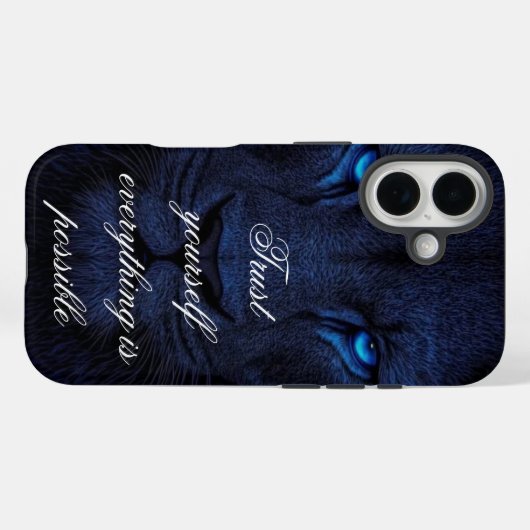 Powerful Blue Lion Motivational iPhone Wallpaper Case-Mate iPhone Case (Achterkant (horizontaal))