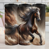 Powerful Brown Horse Dust Gallop Thermosbeker
