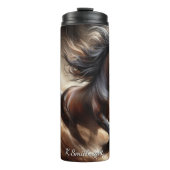 Powerful Brown Horse Dust Gallop Thermosbeker (Voorkant)