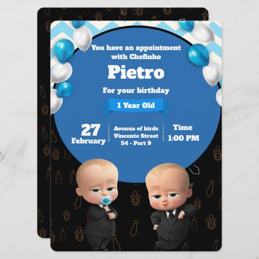 Powerful Chefinho Invitation - Party Birthday Kaart (Voorkant / Achterkant)