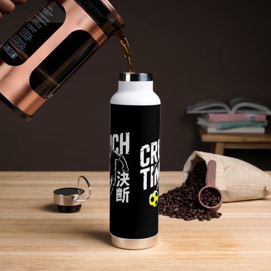 Powerful Crunch Time Cat Soccer Water Bottle Waterfles (Koffie)