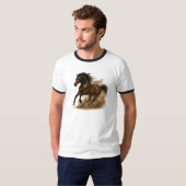 Powerful horse running through dust t-shirt (Voorkant volledig)