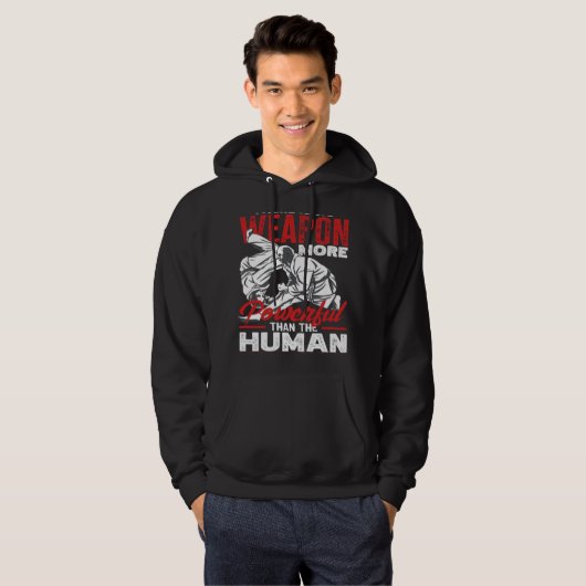 Powerful Than The Human Mind Aikido Karate Jiu Jit Hoodie (Voorkant volledig)