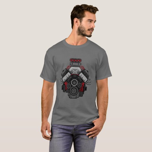Powerful V8 Engine T-shirt (Voorkant volledig)