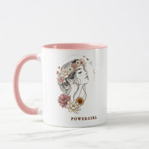Powergirl – Bloemige Vrouwelijke Kracht & Empower Mok