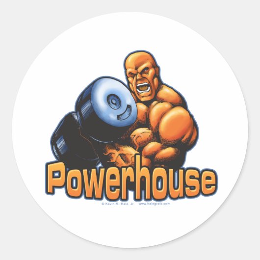 Powerhouse Curl Ronde Sticker (Voorkant)