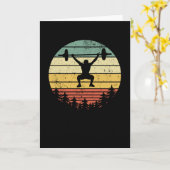 Powerlifting Bodybuilding Gift Retro Zonsondergang Kaart (Gele Bloem)