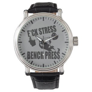 Powerlifting Motivatie - F*CK Stress, Bench Press Horloge