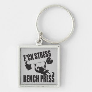 Powerlifting Motivatie - F*CK Stress, Bench Press Sleutelhanger