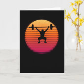 Powerlifting Retro Zonsondergang Bodybuilding Gift Kaart (Gele Bloem)