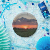 Powerline het Landschap van de Zonsondergang Papieren Bordje (Feest)