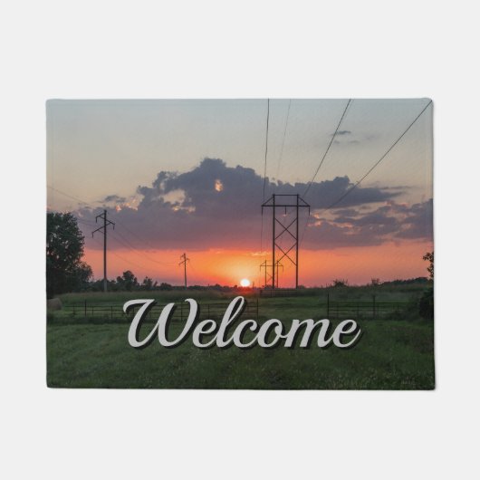 Powerline Sunset Landscape Welcome Deurmat (Voorkant)