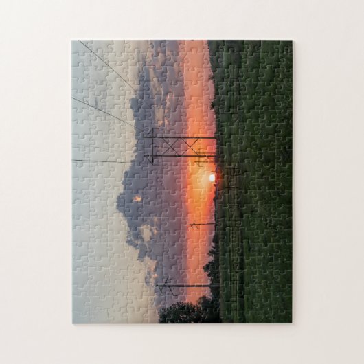 Powerline Sunset Landschap Legpuzzel (Verticaal)
