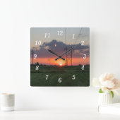 Powerline Zonsondergang Landschap Wandklok (Huis)