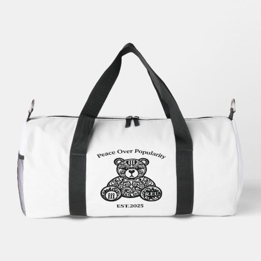 PowerOf3Brand “Peace Over Popularity” Small Duffle Plunjezak (Achterkant)