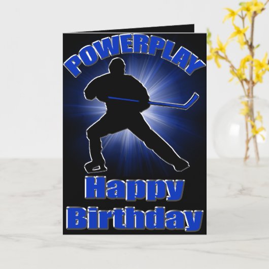 Powerplay Hockey Verjaardag Kaart (Gele Bloem)